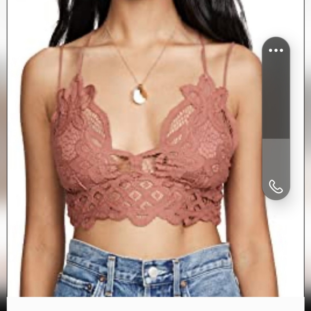 [Free People] womens size Large,  vintage pink CUTEST EVER ADELLA BRALETTE 🌸